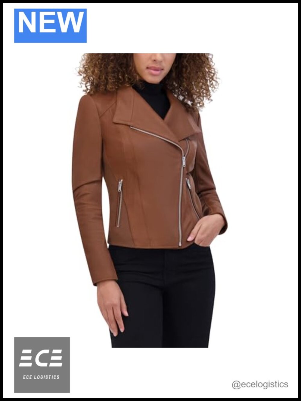 Asymmetrical Leather Moto Jacket Quilted Long Sleeve